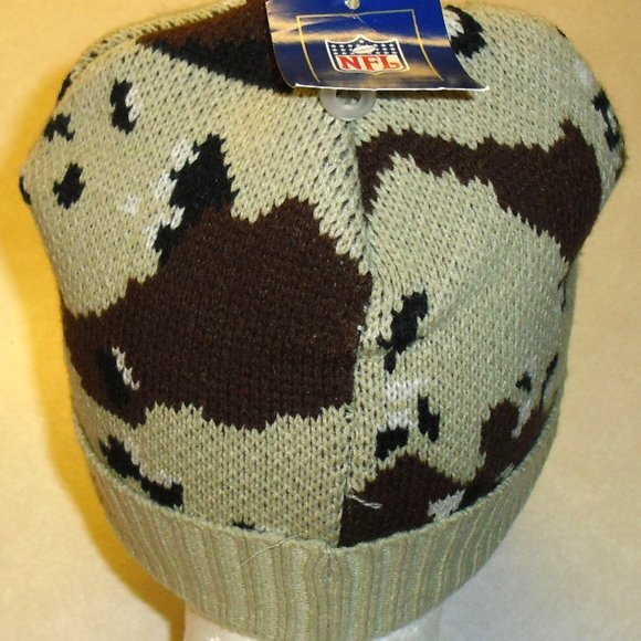 Nfl Shield Logo Reebok Mens Adult Camo Beanie Winter Hat with Bill New - Picture 3 of 3